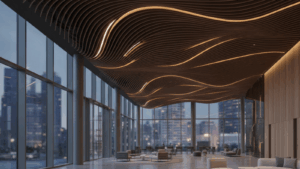 eğrisel baffle tavan sistemi