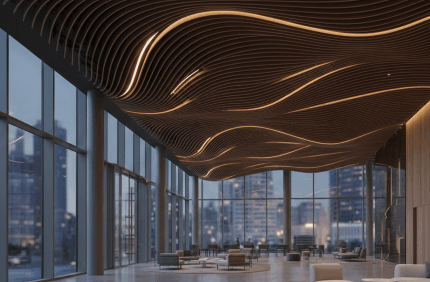 eğrisel baffle tavan sistemi